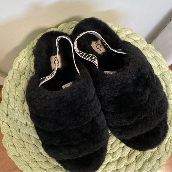 UGG Black Fluffy Slippers - Picture 4 of 9